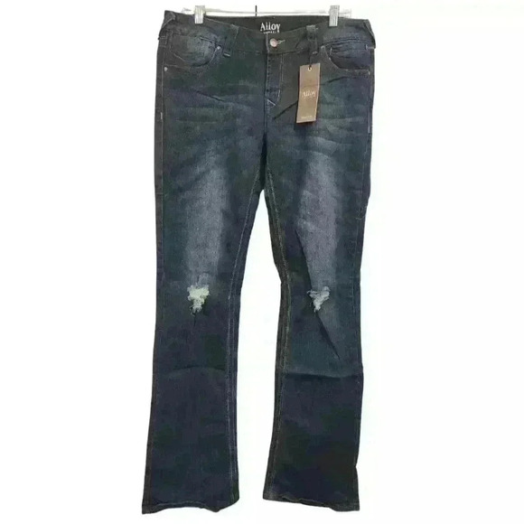 Women's Alloy Apparel Avery Low Rise Boot Cut Tall Five Pocket Style Blue Jeans - Picture 1 of 11